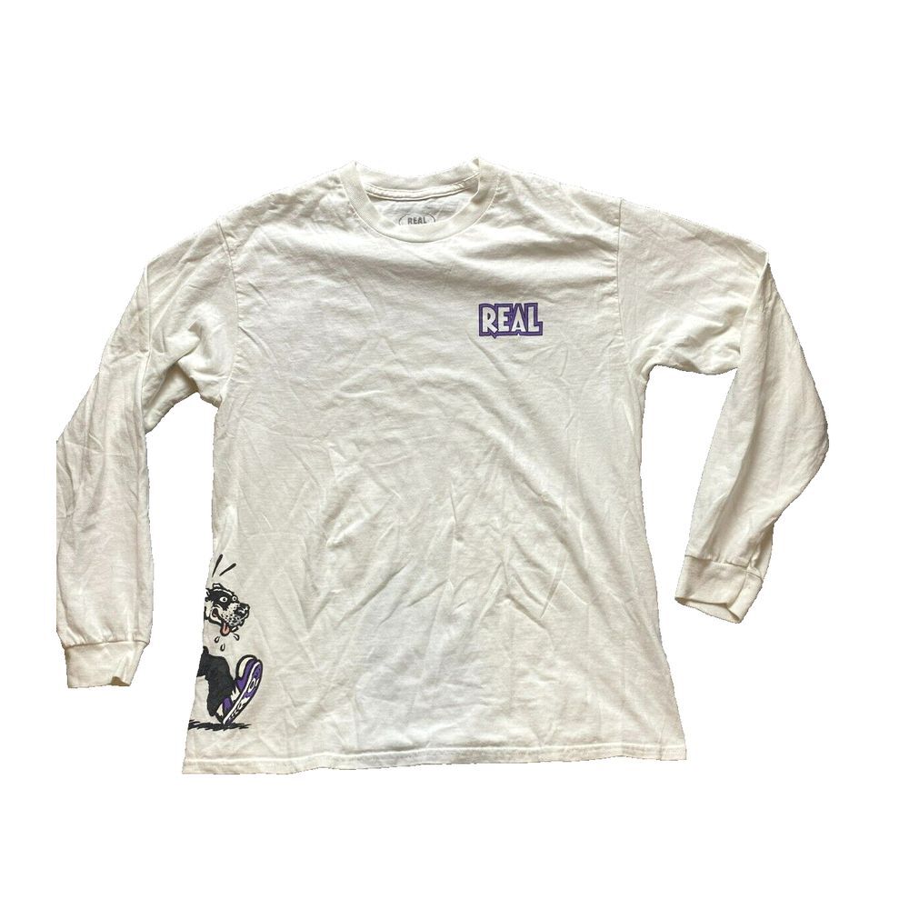 REAL Shirt Adult Medium‎ White Wash When Dry Skateboard Streetwear Comix Mens